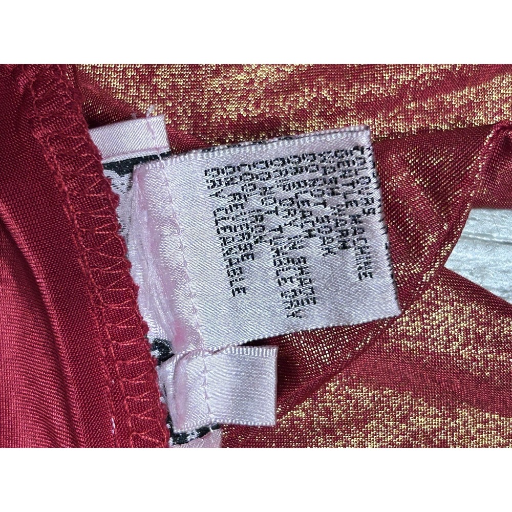 Papillon Los Angeles Metallic Red Gold Dress Women's Medium Stretch Party V Neck - Picture 2 of 5